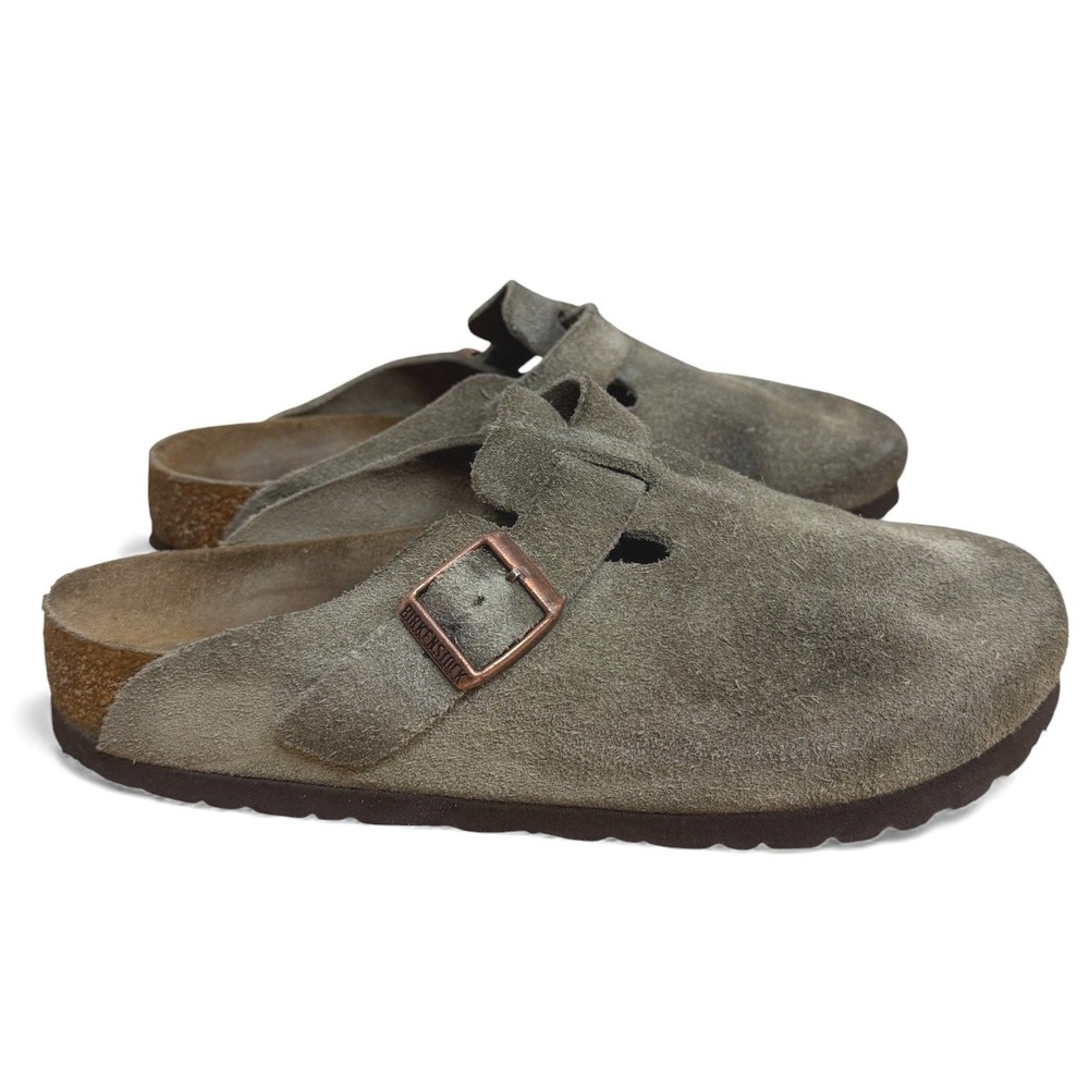 Birkenstock Taupe Suede Clogs